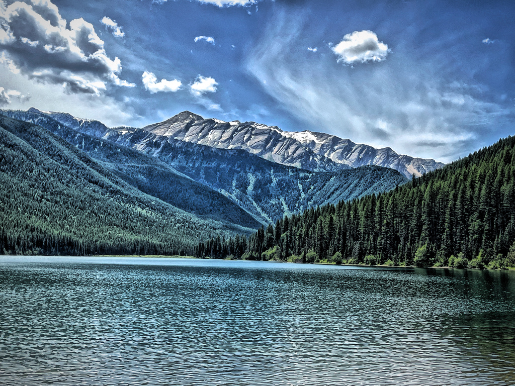Stanton Mountain reflected in Stanton Lake, near Kalispell, Montana.